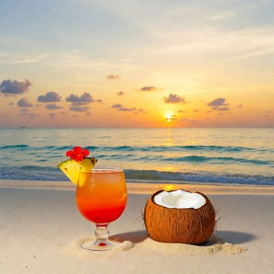 Tropical Pina Colada Sunset Beach