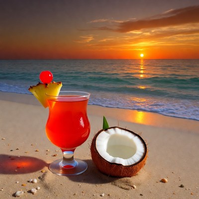 Tropical Red Cocktail Beach Sunset