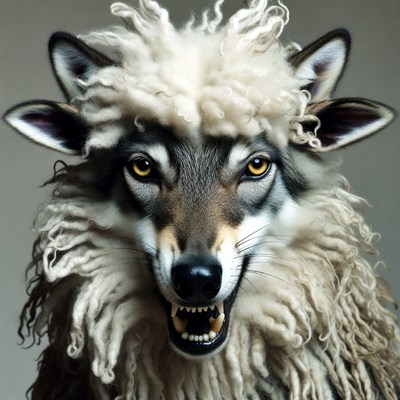 Fluffy Sheepdog Wolf Growling