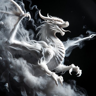 White Dragon in Smoke