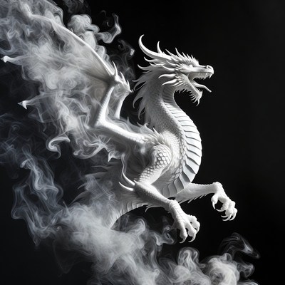 White Dragon in Smoke