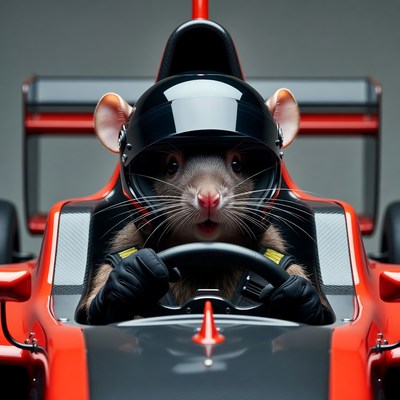 Rat driving race car