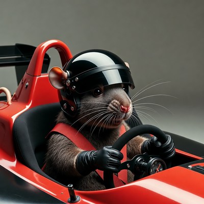 Rat driving race car