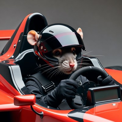 Rat driving race car