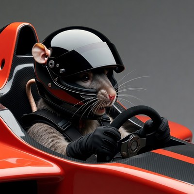 Rat driving race car