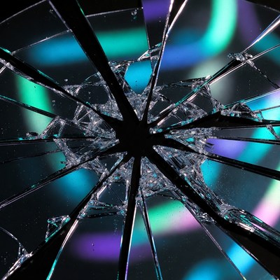 Cracked Glass with Neon Glow