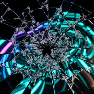Broken Glass with Neon Glow