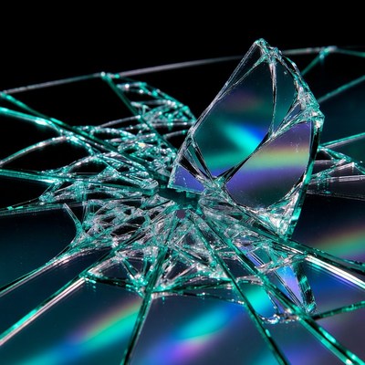 Broken Glass Shards on Black