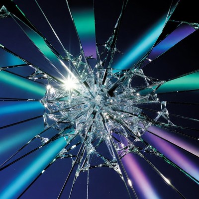 Shattered Glass with Blue Purple Glow