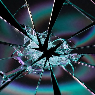 Shattered Glass with Iridescent Colors