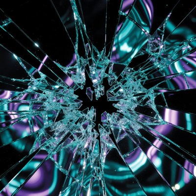 Shattered Glass with Neon Glow
