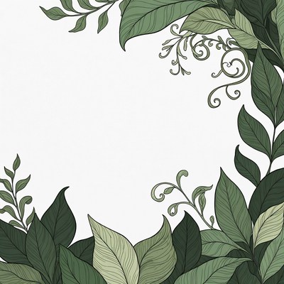 Green Leaf Border Illustration