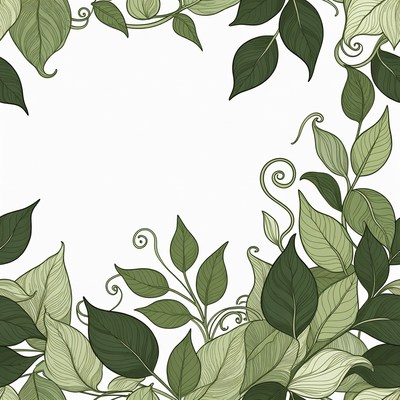 Green Leaf Frame Illustration