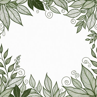 Green Leaf Floral Border Frame