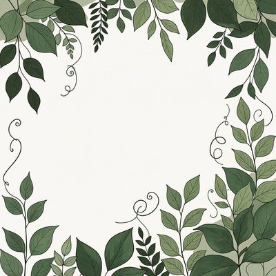 Green Leaf Frame Border