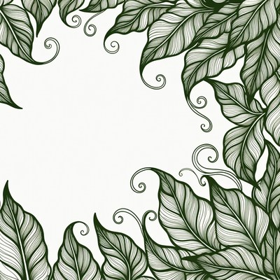 Green Leaf Corner Border Illustration