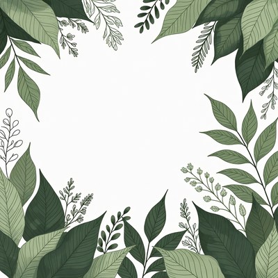 Green Leaf Frame Illustration