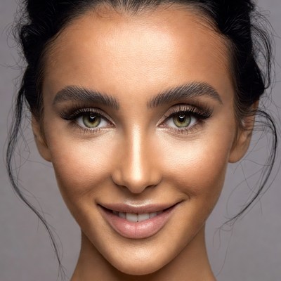 Beautiful woman with green eyes smiling