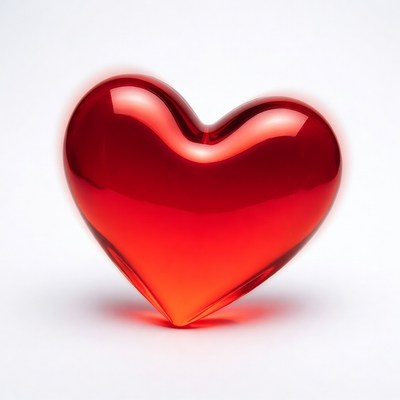 Shiny red glass heart