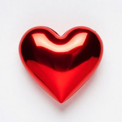 Shiny Red Heart on White