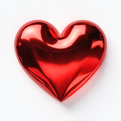 Shiny Red Heart on White
