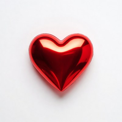 Shiny Red Heart on White