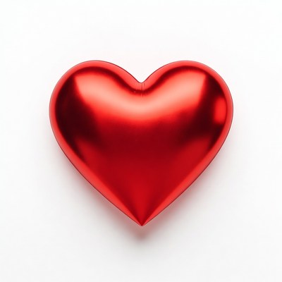 Shiny Red Heart on White