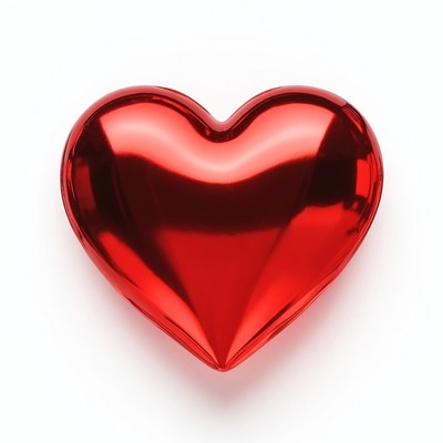 Shiny Red Heart on White