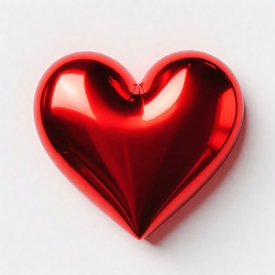 Shiny Red Heart on White