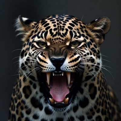 Roaring Leopard Close-Up