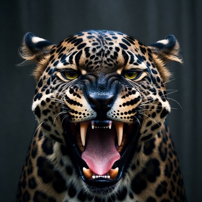 Jaguar roaring with open mouth