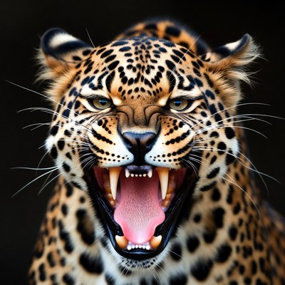 Roaring Leopard Closeup
