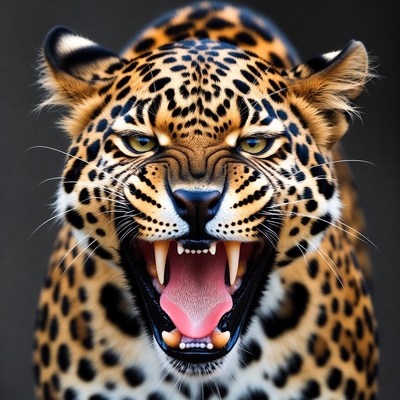 Roaring Leopard Close-Up