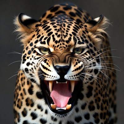 Roaring Leopard Close-Up
