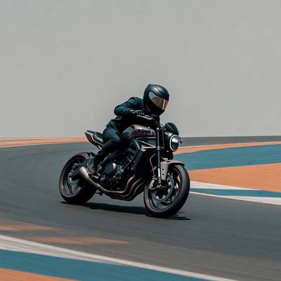 Man riding motorcycle on racetrack