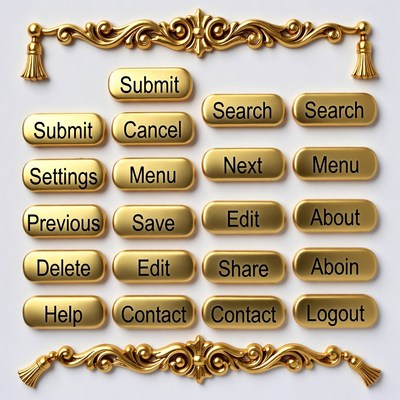 Gold UI Buttons Collection