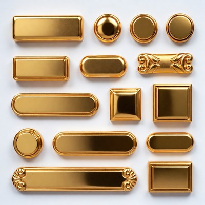 Gold Buttons and Labels Collection