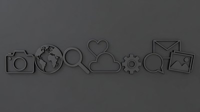 3D Social Media Icons on Dark Background