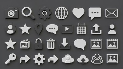 3D Gray UI Icons Collection