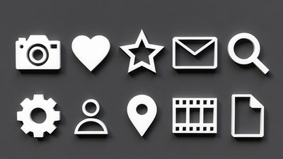 White 3D Social Media Icons Set