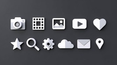 3D White Social Media Icons Set