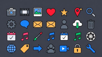 Colorful Flat Social Media Icons Set
