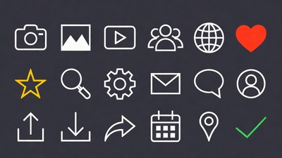 Social Media Line Icons Set