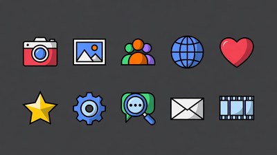 Colorful Social Media Icons Set