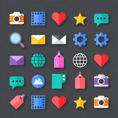 Flat Social Media Icons Set