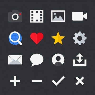 Flat Media and UI Icons Set