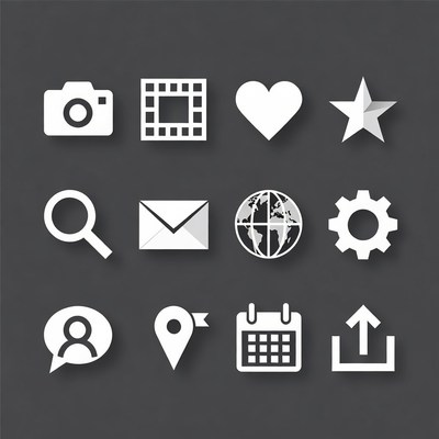 White Paper Icons Set on Gray