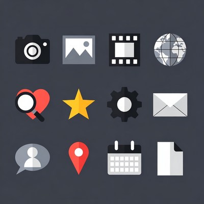 Flat Media and Social Icons Set