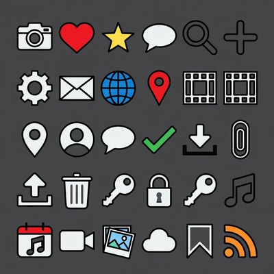 Colorful Flat Social Media Icons Set