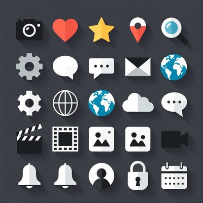 Flat Social Media Icons Set